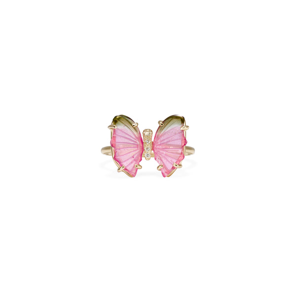 jacquie aiche Watermelon Tourmaline Pave Center Butterfly Ring