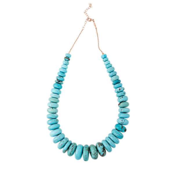 Jacquie Aiche XL Graduated Turquoise With Brown Specks Beaded Necklace