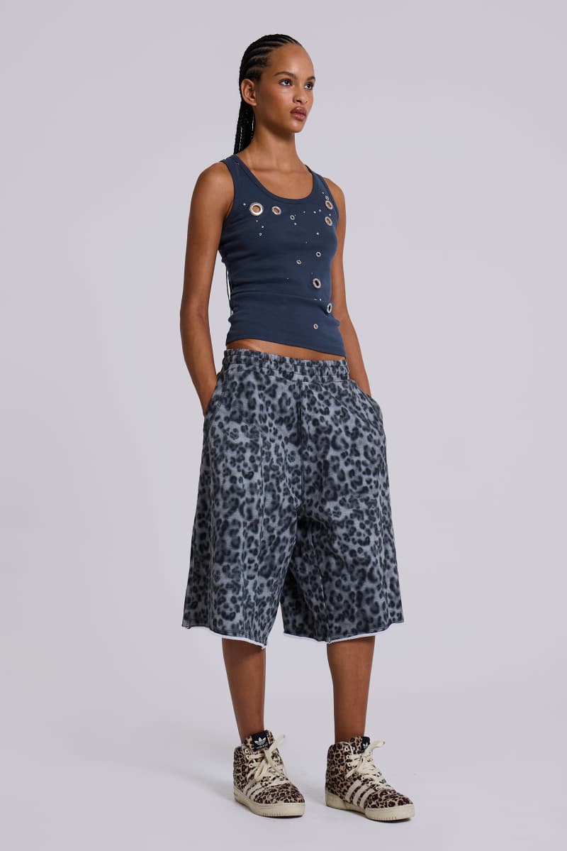 Jaded London Airbrush Grey Leopard Monster Shorts Grey Leopard