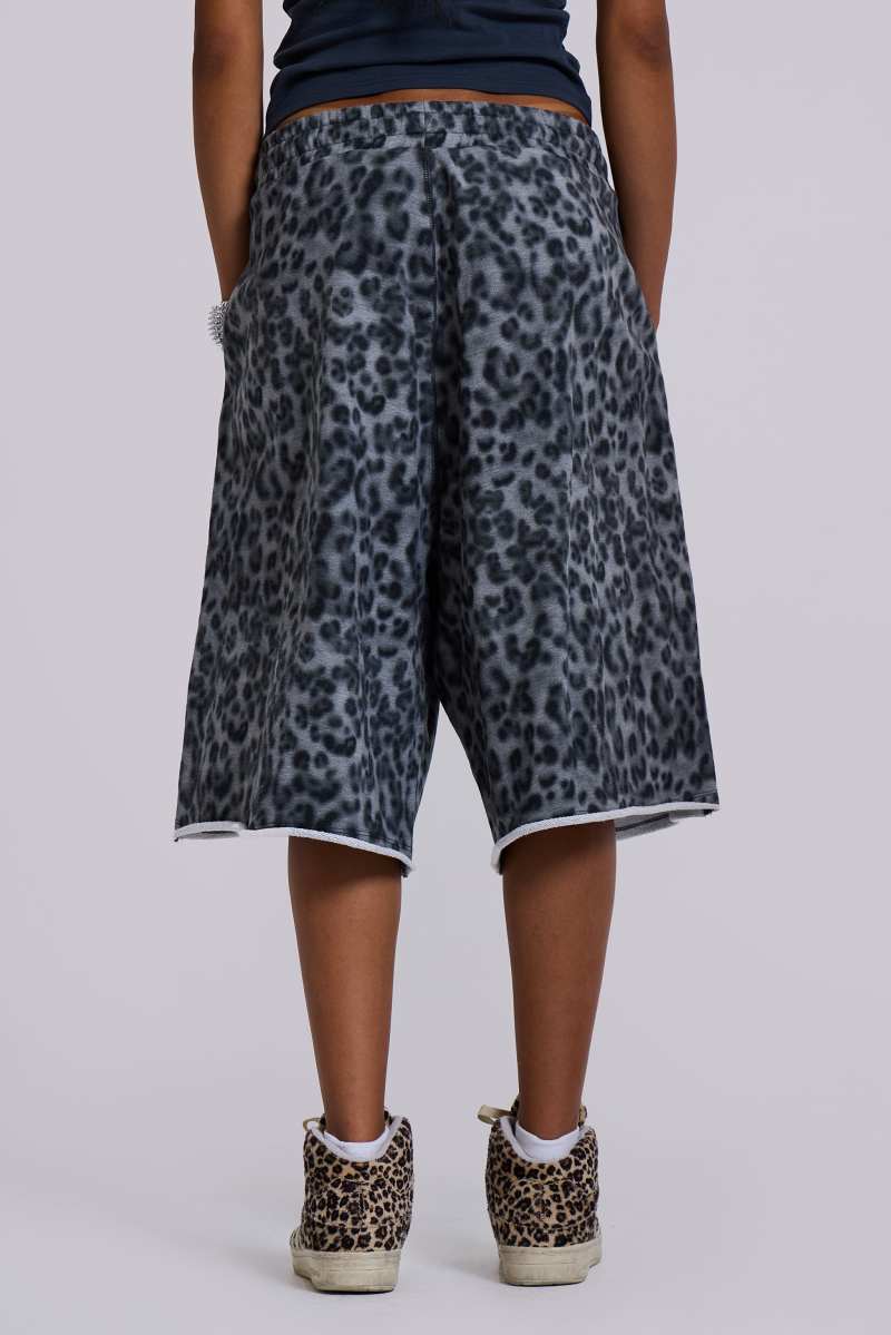 Jaded London Airbrush Grey Leopard Monster Shorts Grey Leopard