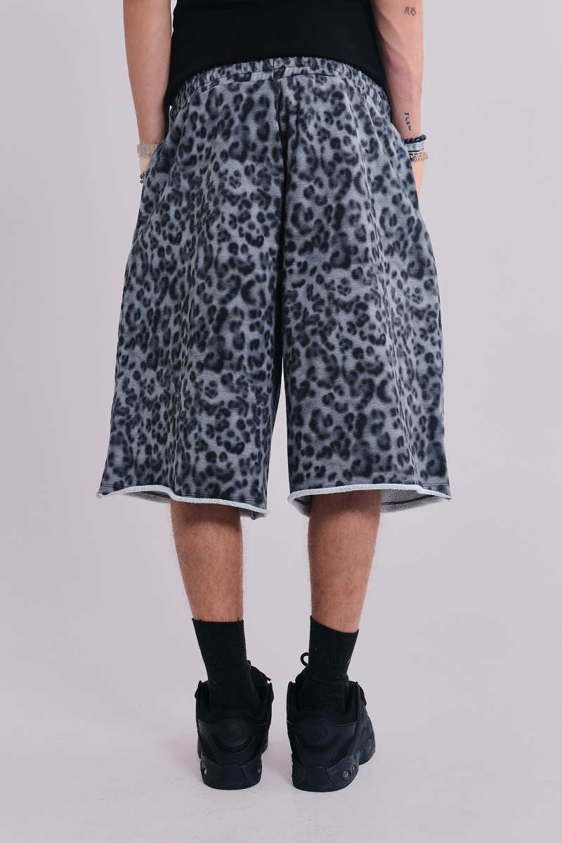Jaded London Airbrush Grey Leopard Monster Shorts Grey Leopard