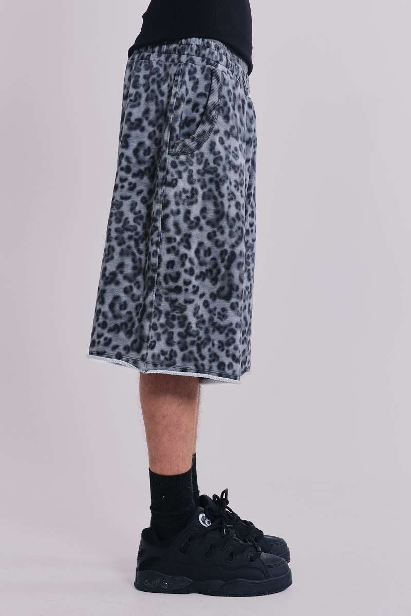 Jaded London Airbrush Grey Leopard Monster Shorts Grey Leopard