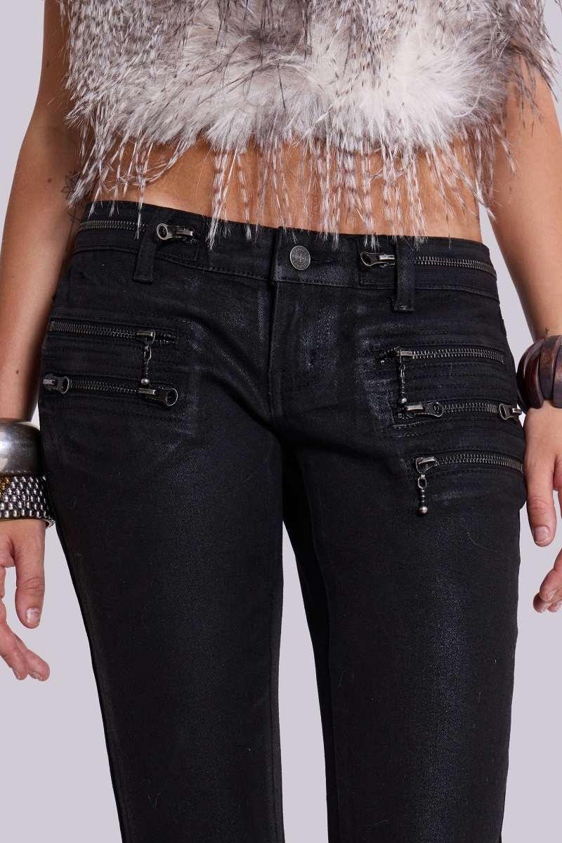 Jaded London Ardor Coated Low Rise Skinny Jeans Black