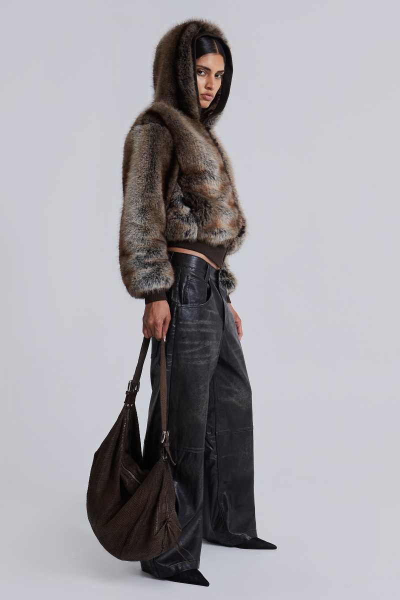 Jaded London Ash Faux Leather Colossus Trousers Black