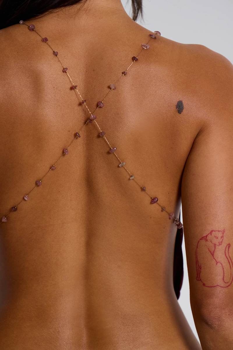 Jaded London Asteria Backless Cowl Top In Burgundy Multi