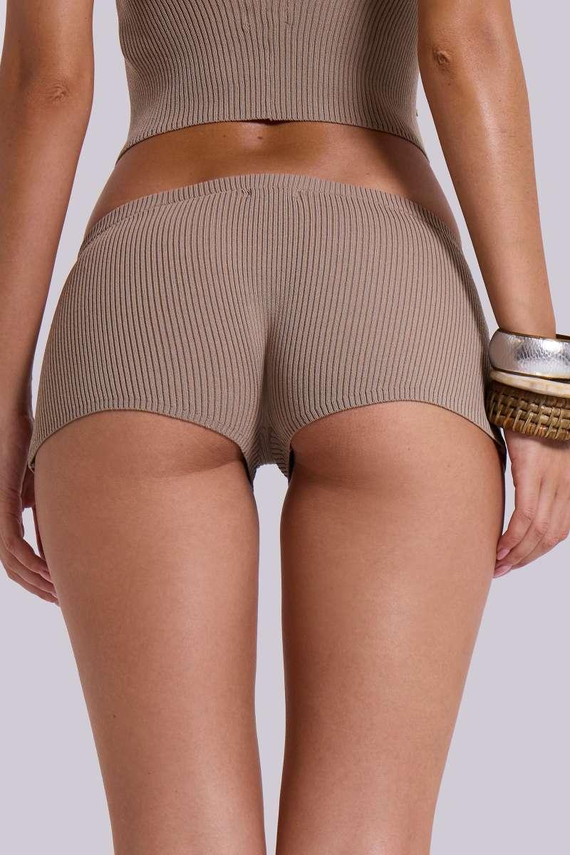 Jaded London Azalea Button Knit Mini Shorts In Sand Sand