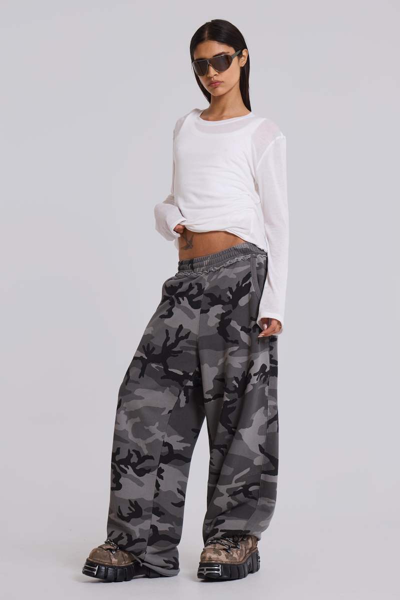 Jaded London Black Baggy Camo Monster Joggers Black