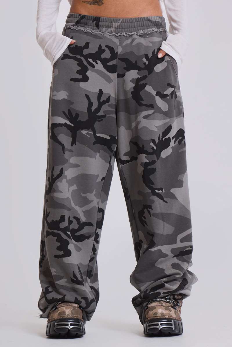 Jaded London Black Baggy Camo Monster Joggers Black