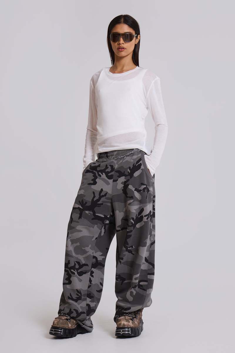 Jaded London Black Baggy Camo Monster Joggers Black