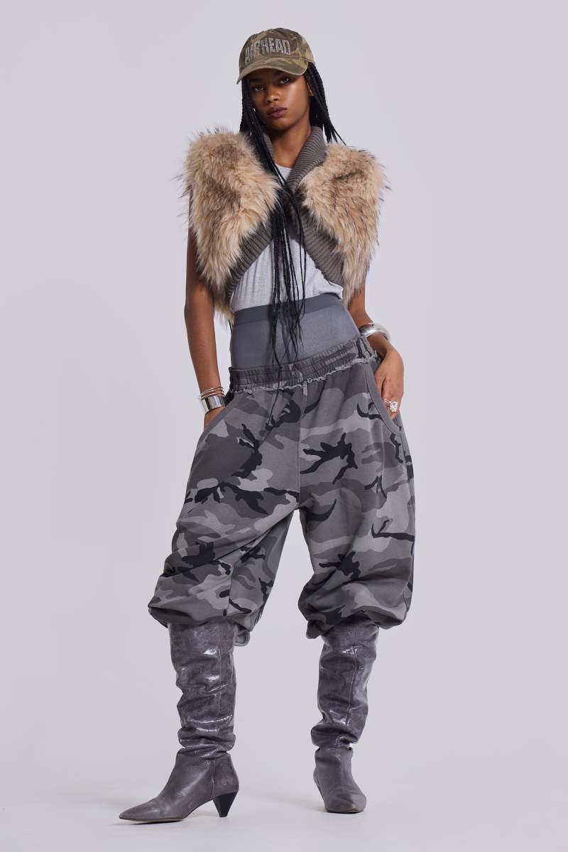 jaded london Black Baggy Camo Monster Joggers Black
