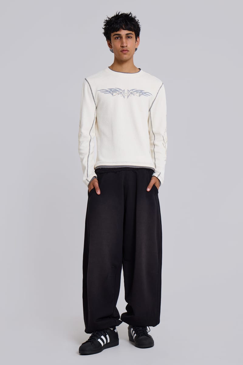 jaded london Black Baggy Cuffed Monster Joggers Black