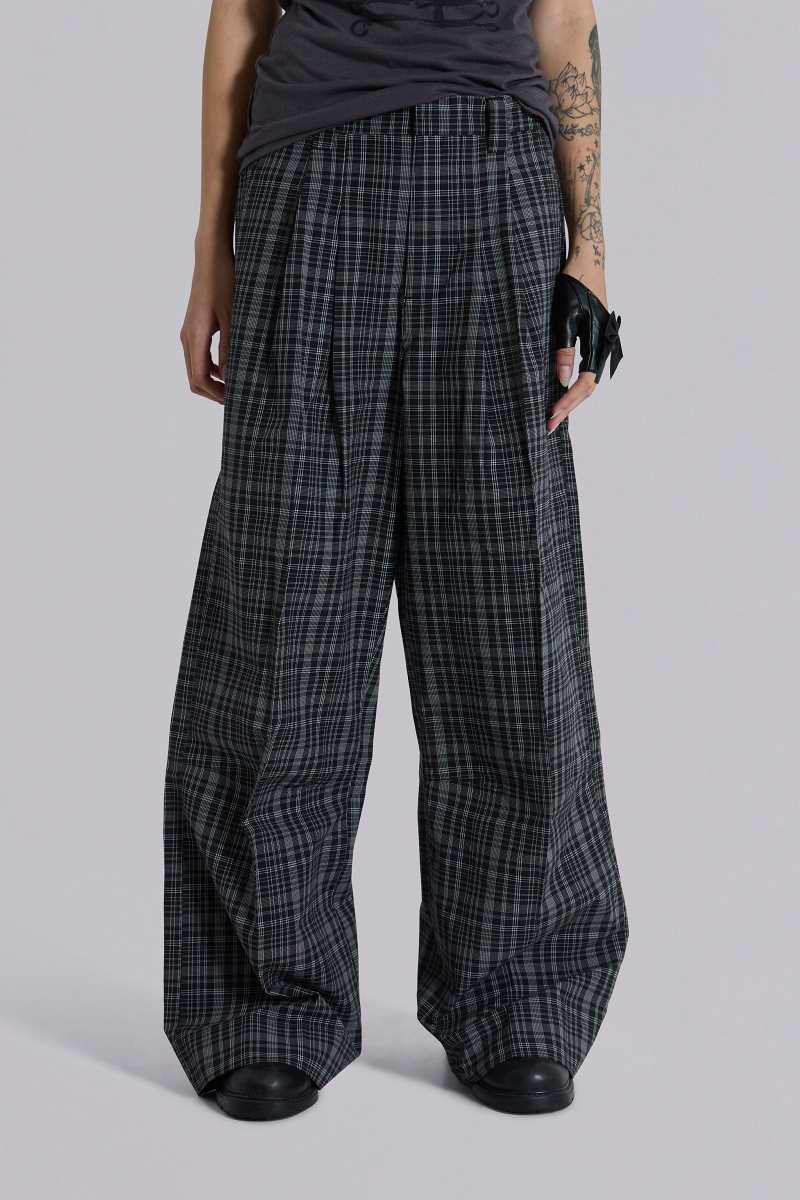 Jaded London Black Check Goliath Suit Trousers Black
