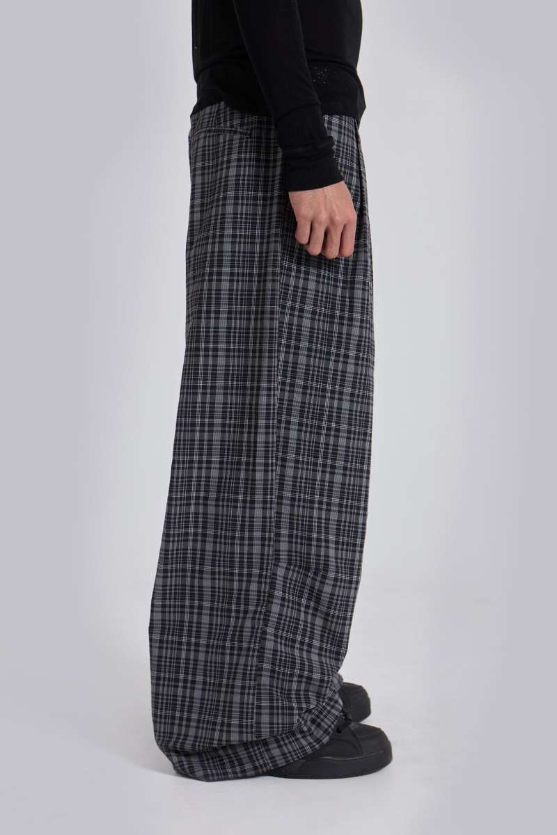 Jaded London Black Check Goliath Suit Trousers Grey