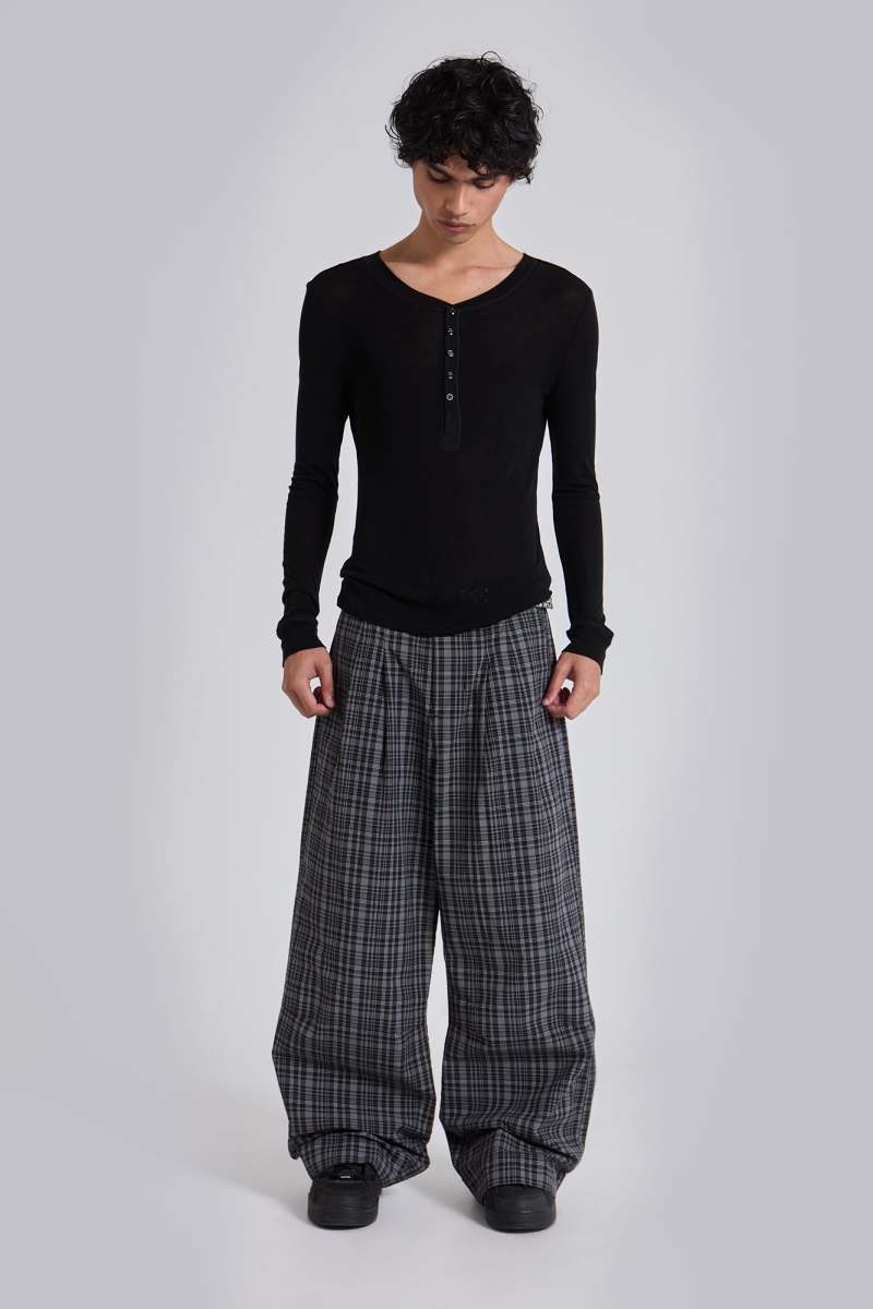Jaded London Black Check Goliath Suit Trousers Grey