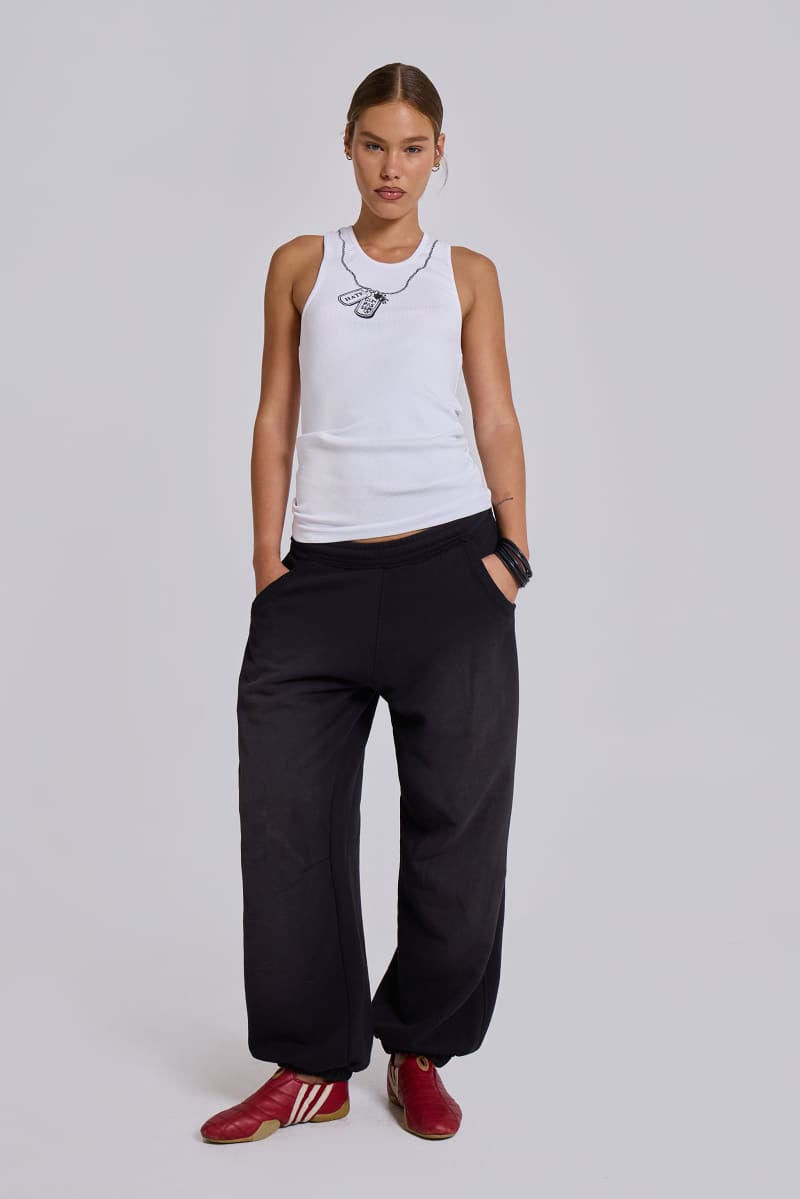 jaded london Black Cuffed Baggy Monster Joggers Black