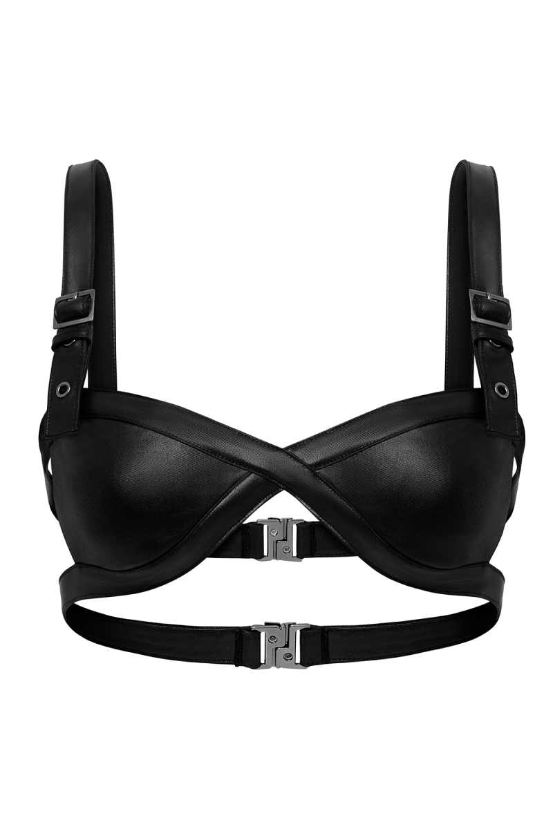 Jaded London Black Hydra Bikini Top With Buckle Detail