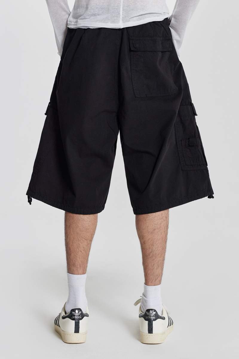 Jaded London Black Parachute Cargo Baggy Shorts Black