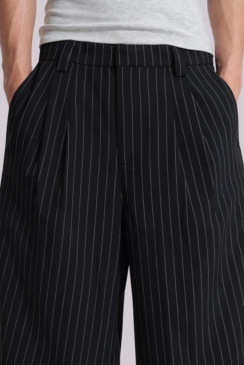 Jaded London Black Pinstripe Goliath Baggy Shorts Black