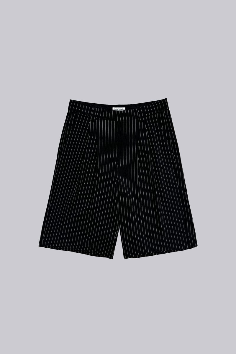Jaded London Black Pinstripe Goliath Baggy Shorts Black