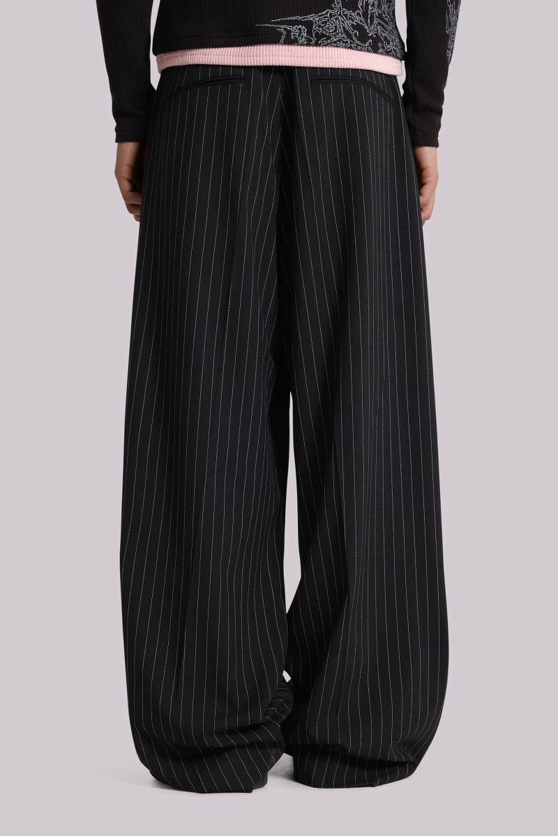 Jaded London Black Pinstripe Goliath Suit Pants Black