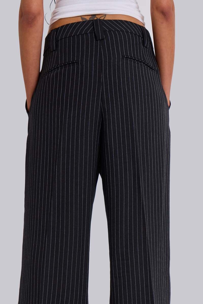 Jaded London Black Pinstripe Goliath Suit Pants Black