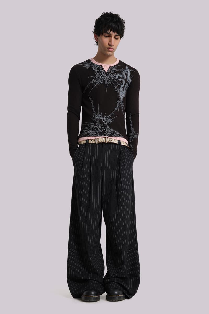 jaded london Black Pinstripe Goliath Suit Pants Black