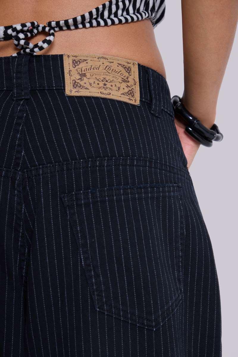 Jaded London Black Pinstripe XL Colossus Jeans Black