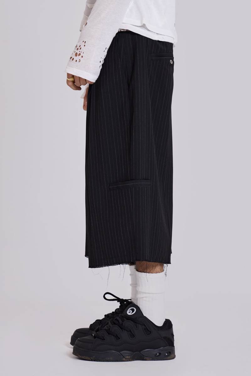 Jaded London Black Pinstripe XL Goliath Baggy Shorts Pinstripe Black