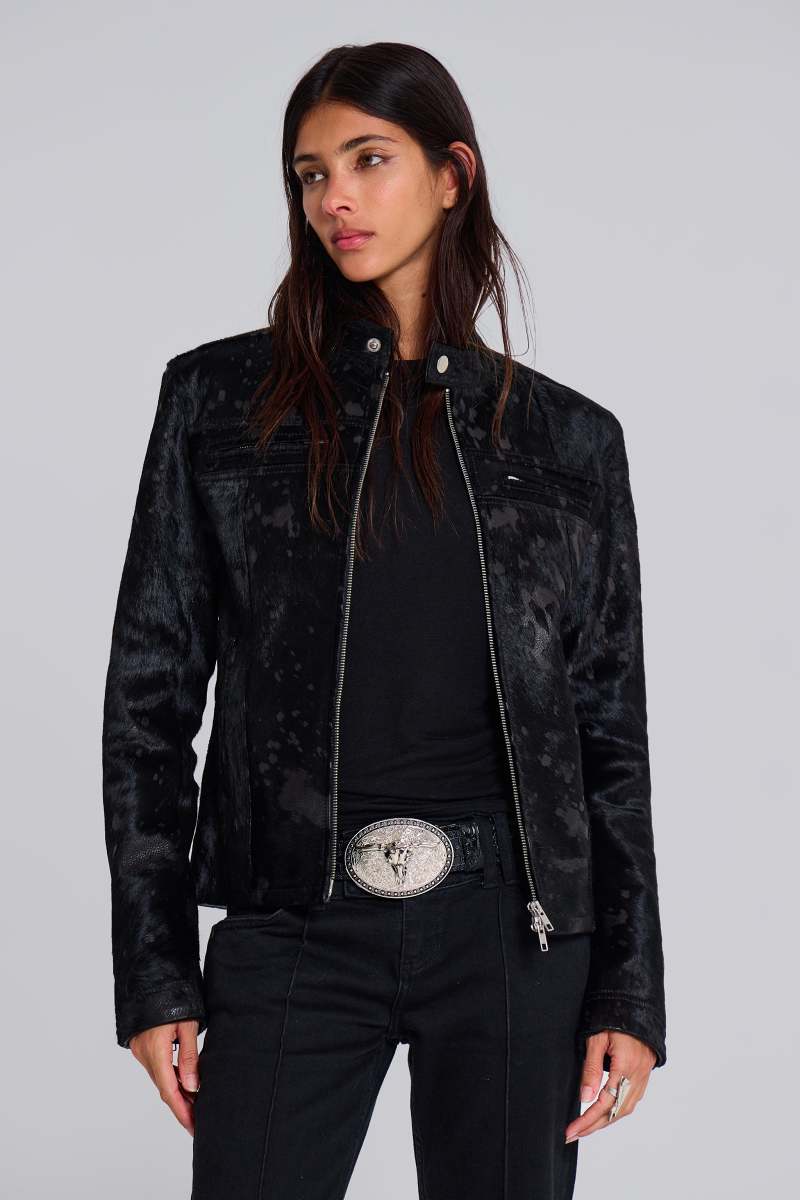 Jaded London Black Real Leather Piston Jacket Black