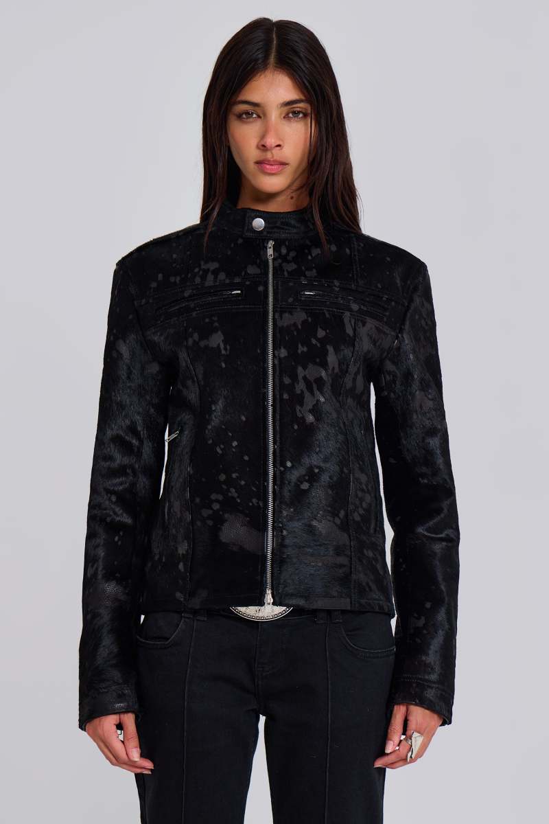 Jaded London Black Real Leather Piston Jacket Black