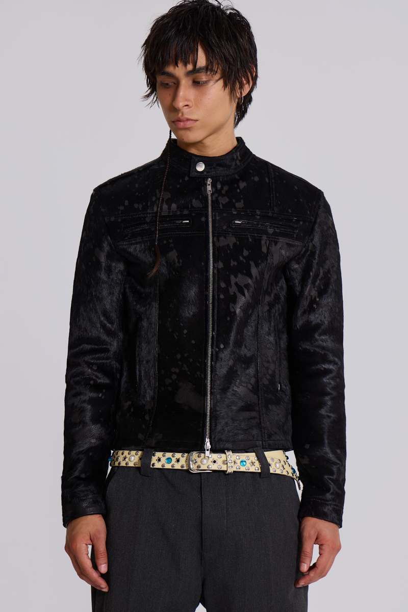 Jaded London Black Real Leather Piston Jacket Black