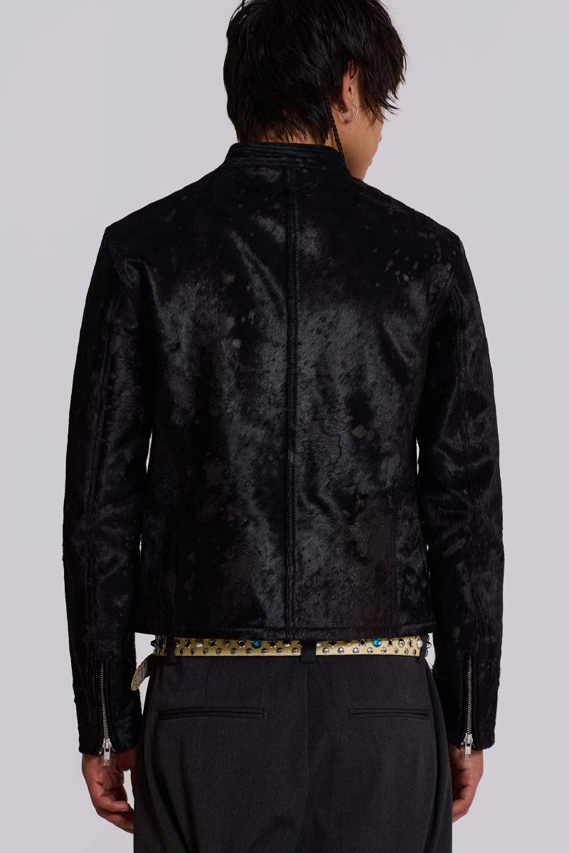 Jaded London Black Real Leather Piston Jacket Black