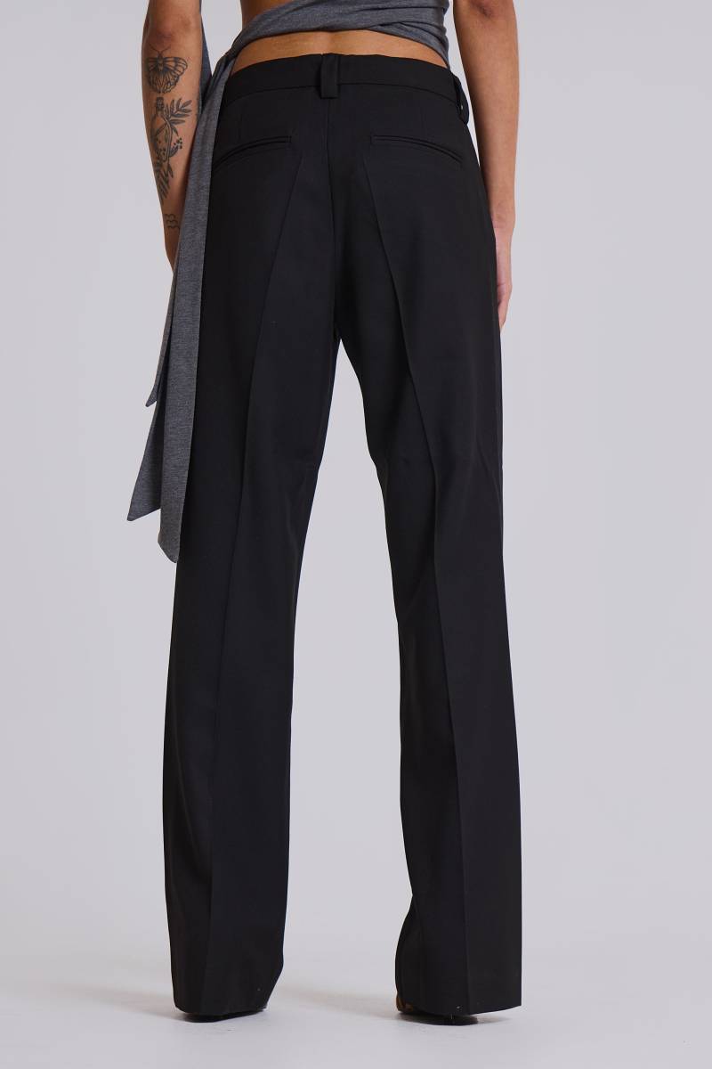 Jaded London Black Stacked Bootcut Suit Pants Black