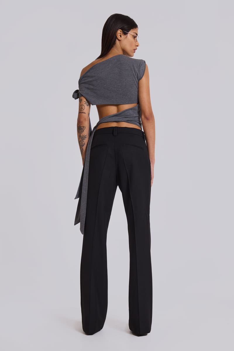 Jaded London Black Stacked Bootcut Suit Pants Black