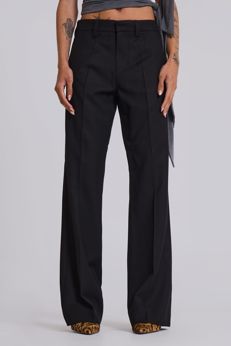 Jaded London Black Stacked Bootcut Suit Pants Black