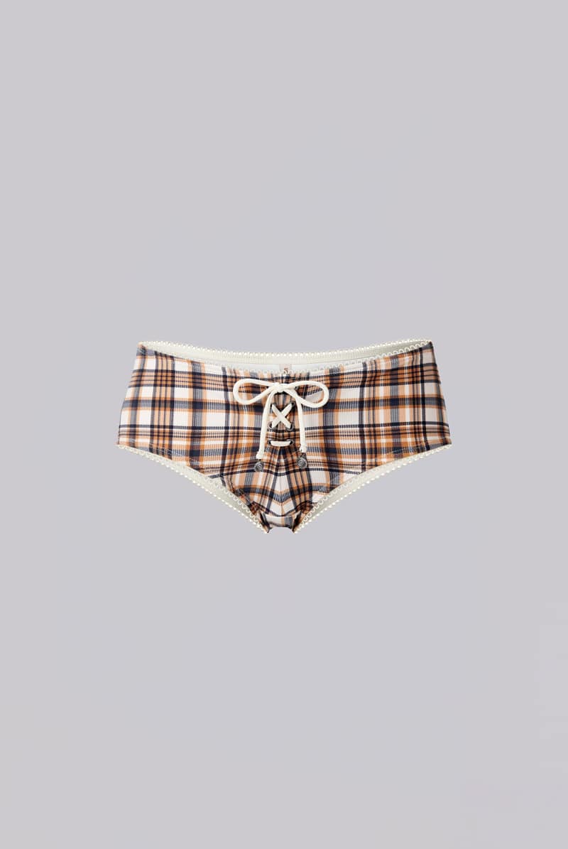 Jaded London Brown Checked In Bikini Hot Pants Multi