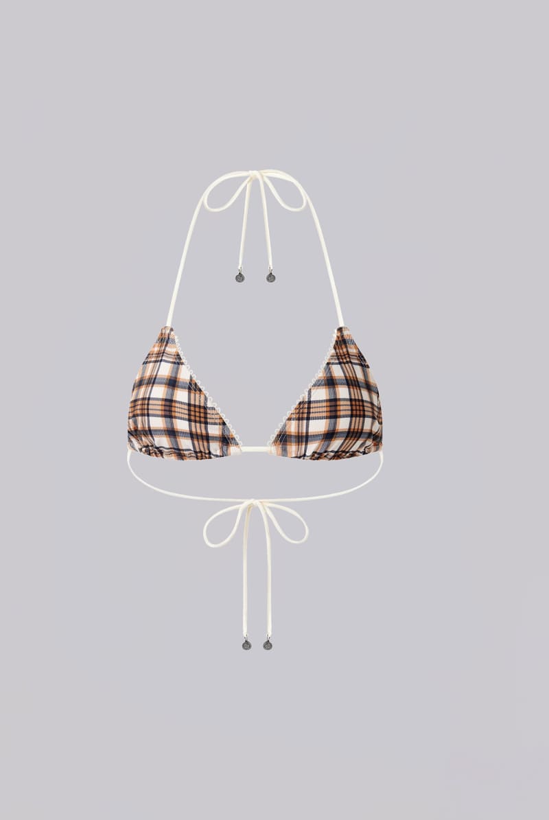 Jaded London Brown Checked In Triangle Bikini Top Multi
