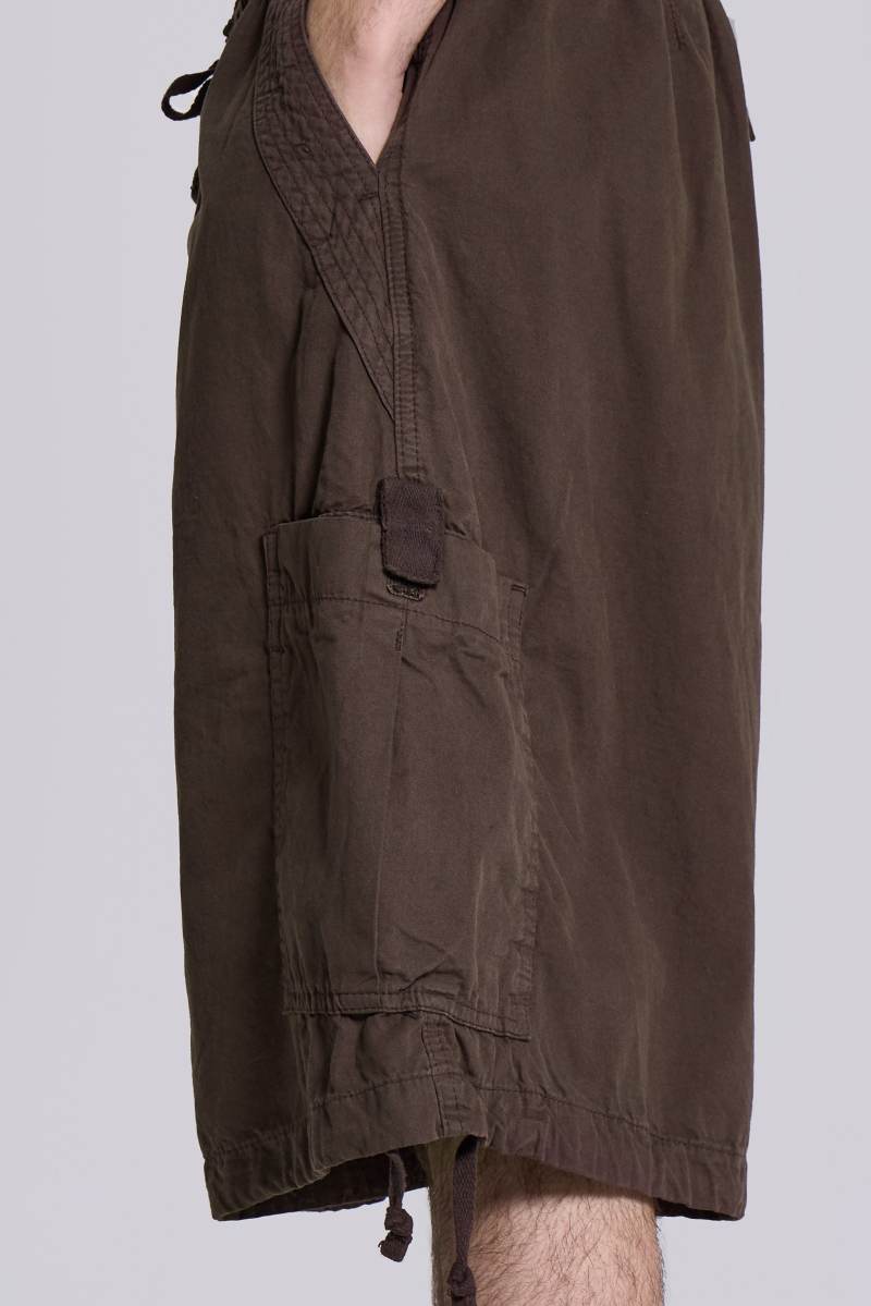 Jaded London Brown Parachute Cargo Baggy Shorts Brown