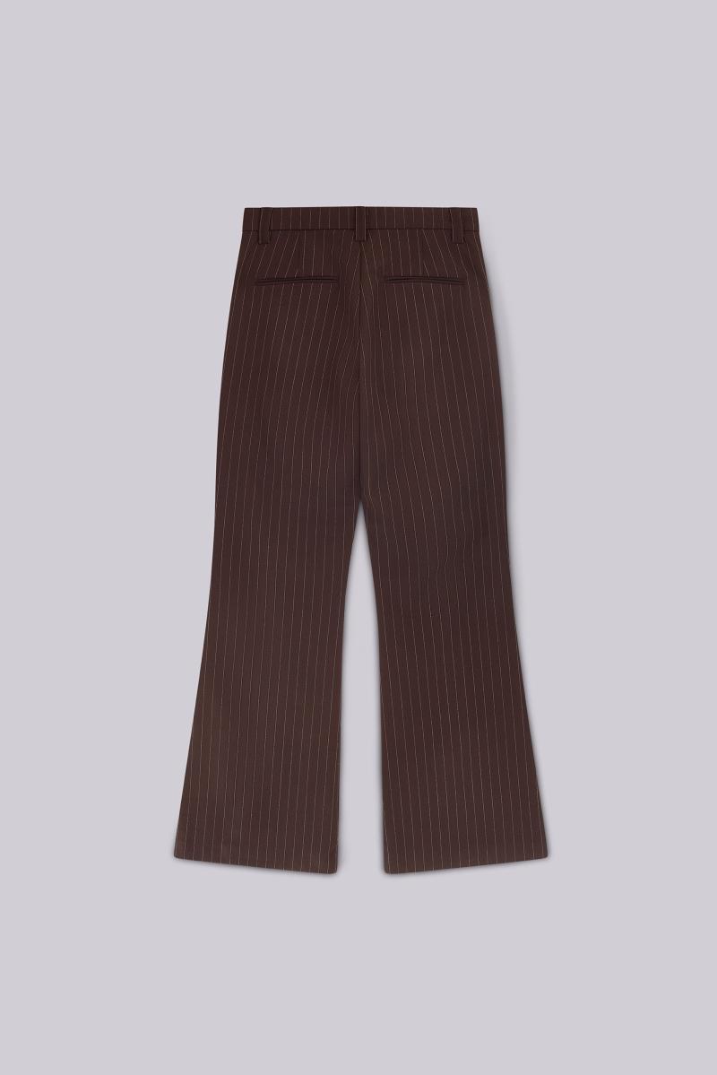 Jaded London Brown Pinstripe Stacked Bootcut Suit Pants Brown