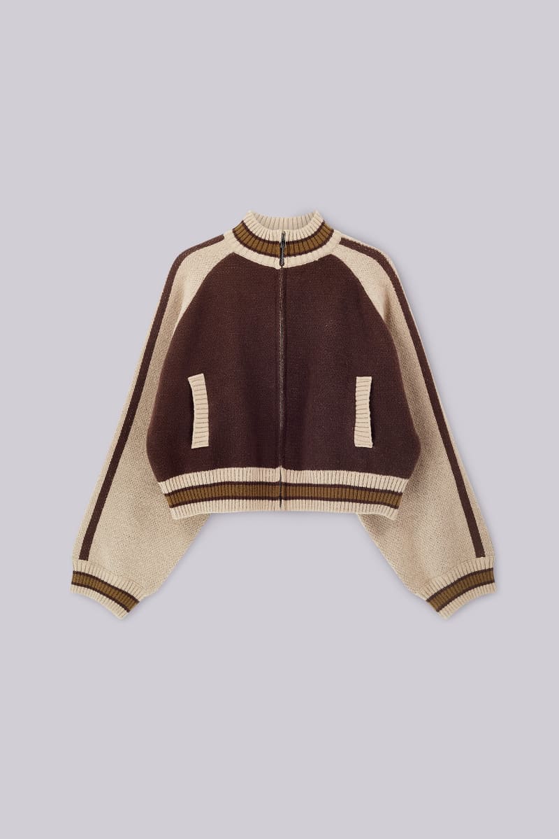 Jaded London Brown Team 85 Knitted Bomber Jacket Brown