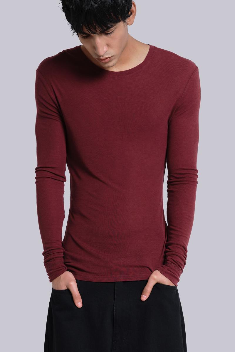 Jaded London Burgundy Haze Long Sleeve Top Burgundy
