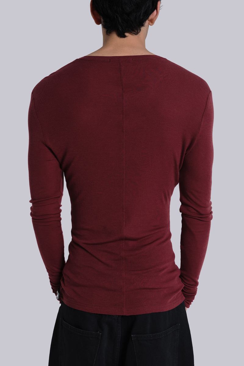 Jaded London Burgundy Haze Long Sleeve Top Burgundy