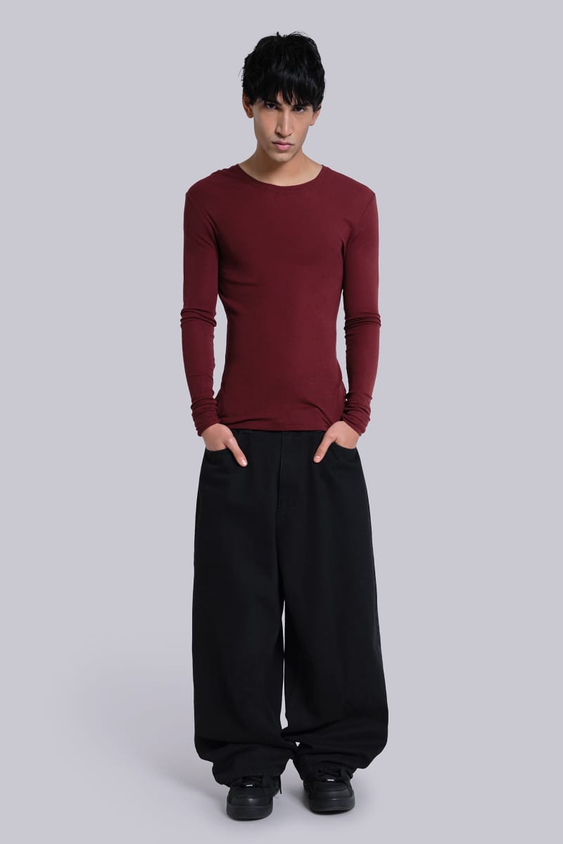 jaded london Burgundy Haze Long Sleeve Top Burgundy