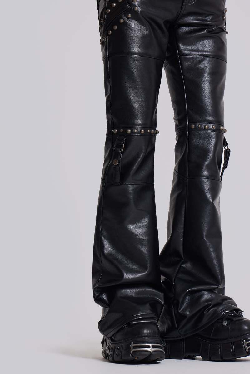 Jaded London Carbon Studded Drift Bootcut Pants Black