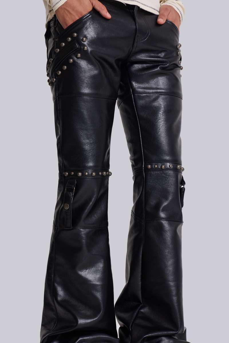 Jaded London Carbon Studded Drift Bootcut Pants Black