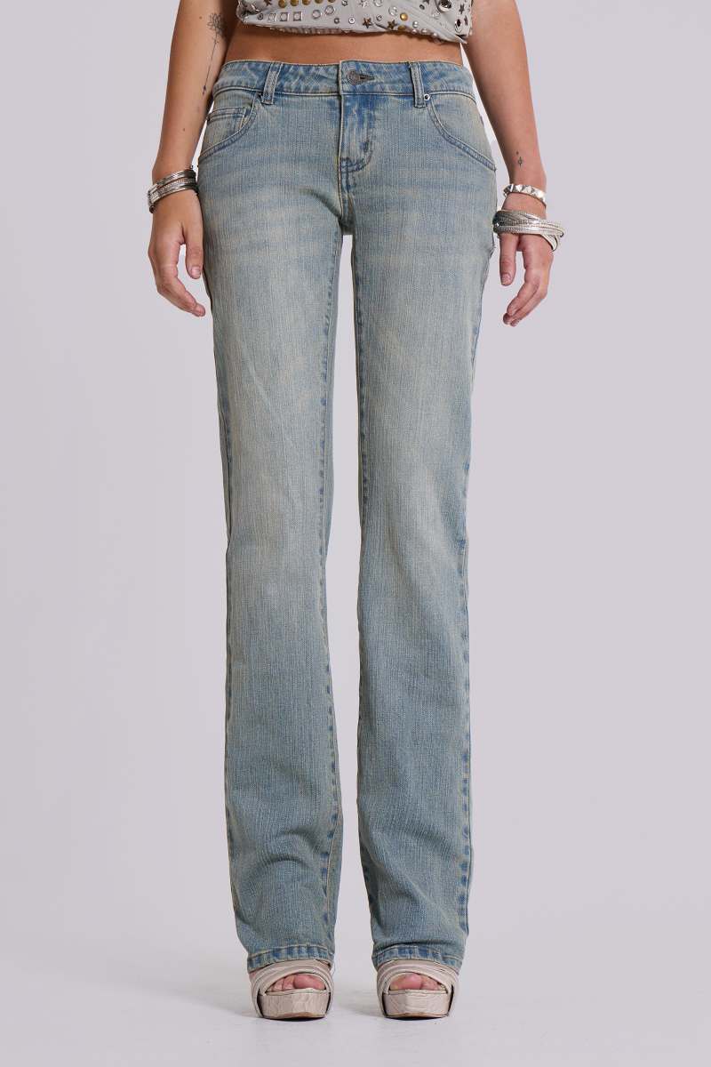 jaded london Cassia Cooper Bootcut Jeans in Light Blue Blue