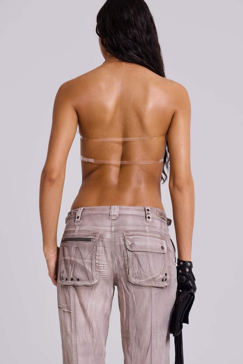 jaded london Censored PU Leather Bralette Top Black