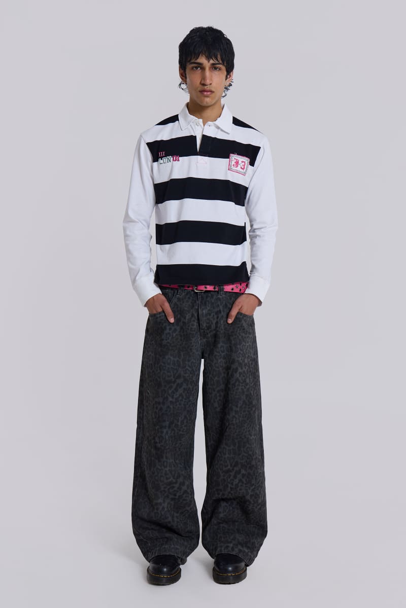 Jaded London Charcoal Leopard Fade Colossus Jeans Leopard Print