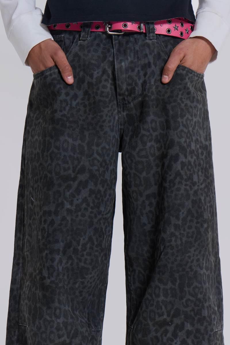 Jaded London Charcoal Leopard Fade Colossus Jeans Leopard Print