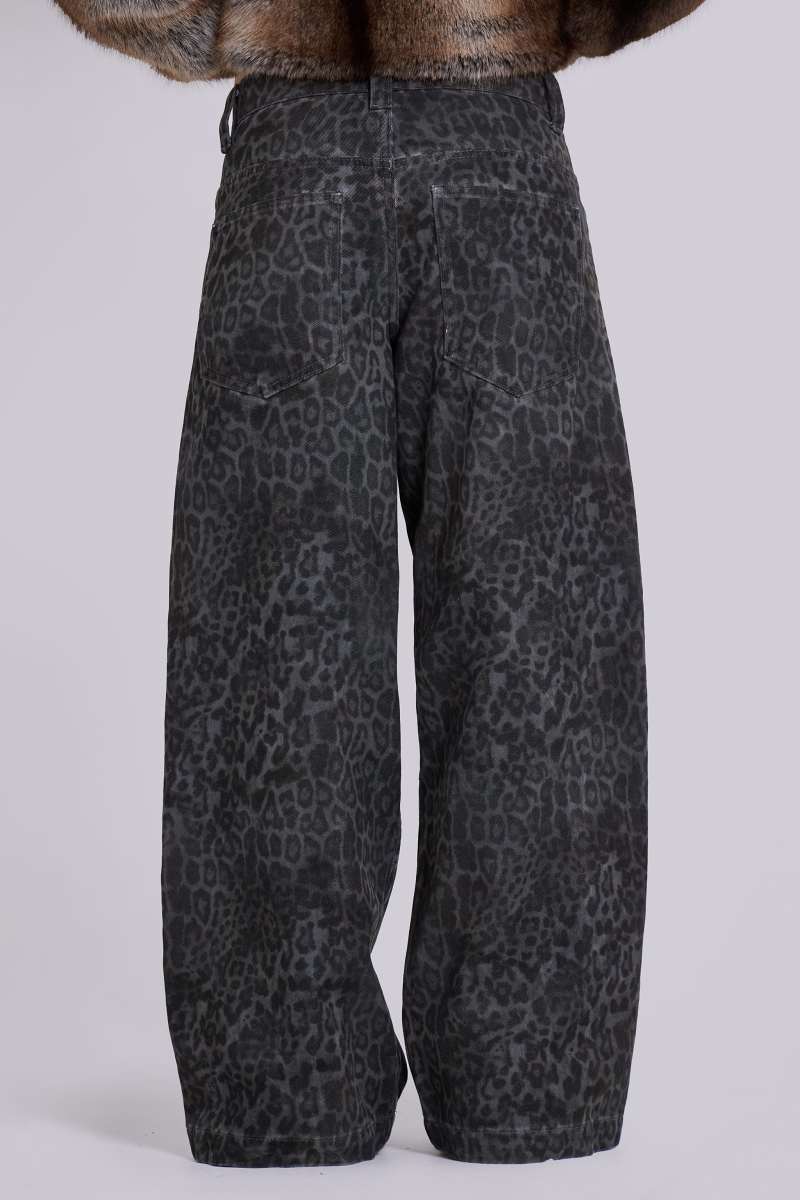 Jaded London Charcoal Leopard Fade Colossus Jeans Leopard Print